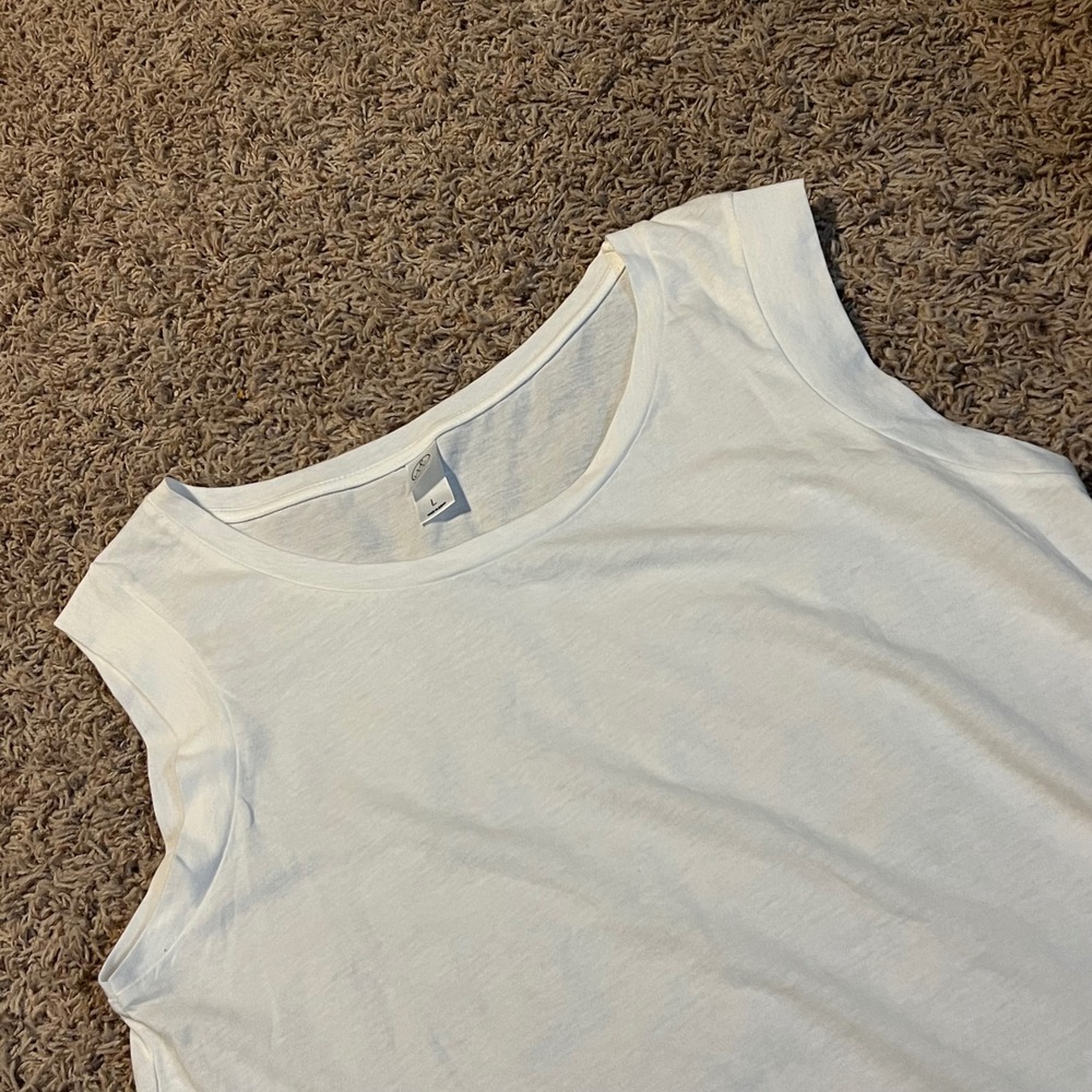 Alternative Apparel White Tank Top Sleeveless Crew Neck Size Large